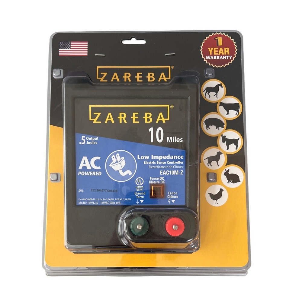 Zareba EAC10M-Z 10 Mile Low Impedance AC Powered Electric Fence Controller 0.5J